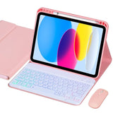 Keyboard Case For Ipad (A16) 11Th Gen 11 Inch 2025/ 10Th Gen 10.9? 2022, Wireless Rainbow Backlight Detachable Keyboard With Mouse, Thin & Light, Pencil Holder (Pink)