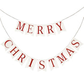 Merry Christmas Banner - 9.8Ft Prestrung Red White Christmas Burlap Banner Garlands Indoor Vintage Christmas Banner Outdoor Decorations For Inside, Mantle, Fireplace, Wall And Xmas Party