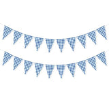 2 Pcs Blue Checkered Flag Banners — Double-Sided Gingham Bunting for BBQ, Picnic, Wedding & Party Décor