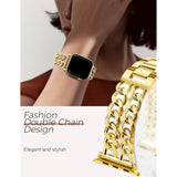 Gold Watch Bands For Women Compatible With Apple Watch Band 38Mm 40Mm 41Mm 42Mm (S10) Adjustable Metal Band Cowboy Steel Chain Bracelet For Iwatch Series1/2/3/4/5/6/7/8/9/10/Se (No Case)