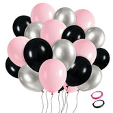 Gender Reveal Pink And Black Balloons Arch Kit,30 Pcs Latex Balloon Birthday Decorations With Black?Pink And Silver Balloons For Women’S Birthday Bridal Wedding Anniversary