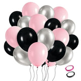 Gender Reveal Pink And Black Balloons Arch Kit,30 Pcs Latex Balloon Birthday Decorations With Black?Pink And Silver Balloons For Women’S Birthday Bridal Wedding Anniversary