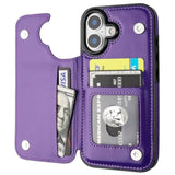 Purple iPhone 17 Wallet Case with Credit Card Holder
