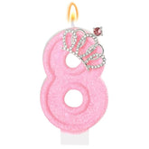 Pink Birthday Candle Crown Number 8 Candles Cake Candle,Pink Birthday Cake Topper Cupcake Decorations Party Decor For Girls And Women Anniversary Celebrations Supplies Favors