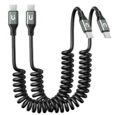 Usbc To Usbc Cable For Car, 3Ft Coiled Usb Type C Charge Cable Fast Charging, 2Pack Short Usb-C Cable Compatible With Iphone 16/15/Samsung Galaxy S20 S10 S9 S8 Plus Note 10 9 8 And More Usb C Devices