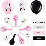 Cow Print Balloons: Pink, White & Black Farm Party Decor - 48pcs