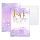 4"X6" Birthday Party Invitation Cards With Envelopes Set Of 20,Gymnastics Birthday Party Supplies For Boys, Girls, Kids Or Teens Happy Birthday Celebration Invitation/Shengri-A028