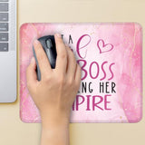 Just A Girl Boss Building Non-Slip Mouse Pad With Stitched Edge, Funny Pink Gold Mousepad Gifts For Female Manager, Thank You Appreciation Gifts For Girl Boss Entrepreneur, Boss‘S Day Gifts
