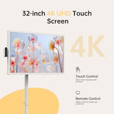 32 Inch Uhd 4K Smart Portable Tv Gen2, 16G +256G Storage, Android 15 Os, 15000Mah, Rolling Tv On Wheels With Rotatable Touch Screen, Built-In Battery, Full Swivel Rotation, Voice Remote