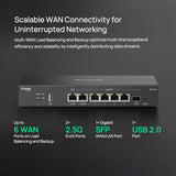 Er707-M2 | Omada Multi-Gigabit Vpn Router | Dual 2.5Gig Wan Ports | High Network Capacity | Spi Firewall | Omada Sdn Integrated | Load Balance | Lightning Protection