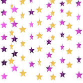130 Feet Glitter Star Garland Banner Decoration Hanging Star Decoration Gold Black Party Decorations For 2025 Christmas New Year Festival Wedding Birthday Party Decor (Gold And Purple)