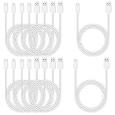 Smays USB C Cable Bulk, 6ft 10-Pack Type C Phone Charger Cord White