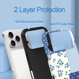 Magnetic Collage Phone Case for iPhone 17 Pro Max, Blue Floral Pattern
