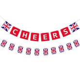 2 Pieces British Party Garland Cheers British Banner Garland Uk Flag Pennant Banner For Hanging Coronation Union Jack Party Decoration