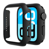 2 Pack Tempered Glass Case Compatible for Apple Watch, Hard PC Screen Protector Overall Protection Lightweight Scratch Resistant (Black, 44mm)