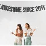 Pre-Strung Awesome Since 2011 Banner For 14Th Birthday Party Decoration,Happy 14Th Men Women Birthday Party Banner,Handmade - Black