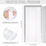 White Fringe Curtain Party Streamers, 12 Pack 3.3Ft X 8.2 Ft Foil Curtain Backdrop Tinsel Foil Fringe Curtains Photo Booth Backdrop Streamer For Birthday, Wedding, Baby Shower, Disco Party