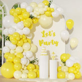 128Pcs Yellow Balloon Arch Kit With Pastel Yellow And White Balloons For Lemon Bee Themed Baby Bridal Shower Birthday Party Decorations