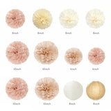 Champagne-Gold Beige 16 Happy Birthday Party-Decorations - 22Pcs 21St Women Girls Paper Lanterns Streamers Banner Pom Poms,Fall Boho Aesthetic Bohemian Rose Groovy Decor Backdrop Supplies