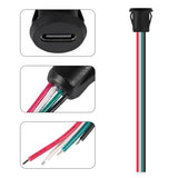 8pcs Type-C Female Chassis Waterproof 4P Solder Wire Type USB C Pigtail Cable Extension Power Cable USB-C Plug to 4 Pin Bare Wire Open End