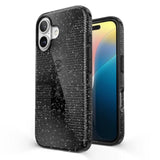 Speck CandyShell Grip iPhone 16 Case - Slim MagSafe - Black Glitter/Steel Black
