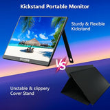 Portable Monitor 16" 1920X1200P 16:10 Ips Travel Monitor For Laptop With Built-In Stand, 100% Srgb Control Usb-C Hdmi,Hdr Freesync Display, Plug&Play For Phone Ps5 Switch(Black)