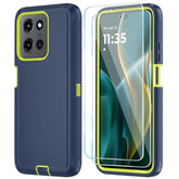 Phone Case For Motorola Moto G 2025/Moto G Play 5G 2025 Case With Hd Screen Protector, Heavy Duty Shockproof & Dropproof 3-Layer Cover Phone Case,Darkbluegreen