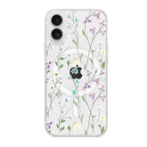 Magnetic Case For Iphone 16,Slim Floral Flower Pattern Phone Cover For Girls Women,Shockproof Tpu Bumper Hard Back Protective Phone Case,Compatible With Magsafe,(Clear/Branch Flower)