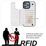 For 14 Pro Max Wallet Case With Card Holder, White Leopard Cheetah Pattern Back Flip Folio Pu Leather Kickstand Card Slots Case For Women Girls, Double Magnetic Clasp Shockproof 6.7"
