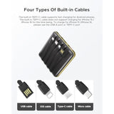 10000Mah Portable Charger With Built-In Cables,22.5W Fast Charging Power Bank,Smart Led Display,Compact External Battery For Iphone,Samsung,Tablet