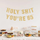 65Th Birthday Decorations For Men & Women, Funny 65 Years Old Party Sign 65 Birthday Gifts For Her & Him, Pre-Strung 65Th Party Banner - Gold Glitter
