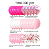 300 Pcs Pink Balloons 12 Inch Different Shades Of Pink Party Balloon Set, Suitable For Wedding, Graduation, Birthday Party Various Event Decorations