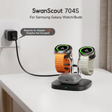 Dual Watch Charger for Galaxy Watch 8 Classic/8/Ultra/7/6/6 Classic/5 Pro/5/4/3/Active 2, for Galaxy Buds 3 Pro/3/2 Pro, 3 in 1 Wireless