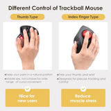 Bluetooth 5.1 + 2.4 G Wireless Ergonomic Trackball Mouse, Finger Control Roller Ball Mouse, 3 Device Switch, Silent Programmable Buttons, 1000/1600/2400 Dpl, Compatible With Pc, Windows, Macos