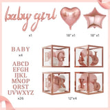 134pcs Rose Gold Balloon Arch Kit with Baby Boxes & Butterfly Stickers for Party