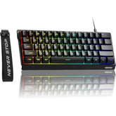 Eweadn F61 60% Gaming Keyboard Wired, Rgb Backlit Membrane Gaming Keyboard With Pbt Keycaps, Compact Design, Lanyard Wired Keyboard For Mac/Win-Black