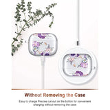 Compatible With Airpods Pro 2019 / Airpods Pro 2Nd Generation Case Cover Gold Sparkle Glitter Butterfly Design Cute Full Protective Tpu Skin Accessories For Women Girl Flower Purple