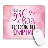 Just A Girl Boss Building Non-Slip Mouse Pad With Stitched Edge, Funny Pink Gold Mousepad Gifts For Female Manager, Thank You Appreciation Gifts For Girl Boss Entrepreneur, Boss‘S Day Gifts