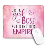 Just A Girl Boss Building Non-Slip Mouse Pad With Stitched Edge, Funny Pink Gold Mousepad Gifts For Female Manager, Thank You Appreciation Gifts For Girl Boss Entrepreneur, Boss‘S Day Gifts