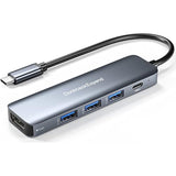 Usb C Hub, Usb-C Multiport Adapter 5 In 1 With 4K Hdmi, 100W Power Delivery, 3