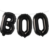 16" Black 'BOO' Mylar Balloons – Spooky Halloween Party Letter Banner