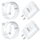 Iphone 15 Pro Max Charger Fast Charging, 30W Usb C Wall Charger Block With 10 Ft Usb C To C Long Charging Cable Cord For Iphone 15 Pro/15 Pro Max/15 Plus,Ipad Pro/Air/Mini, Samsung Galaxy S24/23 Ultra