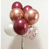 50pcs Chrome Rose Gold Burgundy Balloons Birthday Wedding Party Decor