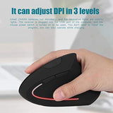 2.4Ghz Mouse,Ergonomic Left Handed Vertical Mouse,6 Keys Optical Mouse With Nano Usb Receiver,800/1200/1600 Adjustable Dpis,For Laptop Pc Computer/For Windows/For Linux