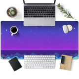 Purple Large Gaming Mouse Pad Extended Kawaii Cute Desk Mat Pad Anime Mousepad Xxl Stardew Valley Night Keyboard Pad Pixel Art Computer Laptop Mouse Mat Office Desktop Decor Pad 31.5X15.7 In