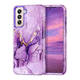 For Galaxy S21 Plus 5G Case, Heavy Duty Shockproof Hybrid Hard Pc Soft Tpu Bumper Three Layer Drop Protection Anti-Fall Cover For Samsung Galaxy S21+/S21 Plus 5G 6.7 Inch, Purple Marble
