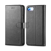 TUCCH Case Wallet for iPhone SE 2022/ iPhone 7/8/iPhone SE 2020, PU Leather 3 Card Slots Stand Magnetic Flip Folio Cover TPU Shockproof Inner Shell, Black