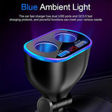 Car Charger Cigarette Lighter Splitter Adapter,120W QC3.0 Dual USB Car Charger with LED Voltmeter 12/24V Sockets Splitter Cigarette Lighter USB Chargers Fast Charging for Phone Tablets GPS Dash Cam