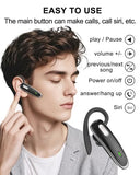 Bluetooth Headset V5.1, Wireless Hands-Free Earpiece with Noise Cancellation, Built-in Microphone for iPhone Android Business Calls - Black
