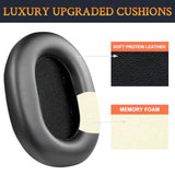 Protein Leather Replacement Earpads For Sony Wh-1000Xm5 (Wh1000Xm5) Noise Canceling Headphones, Ear Pads Cushions With Noise Isolation Memory Foam, Added Thickness - Black
